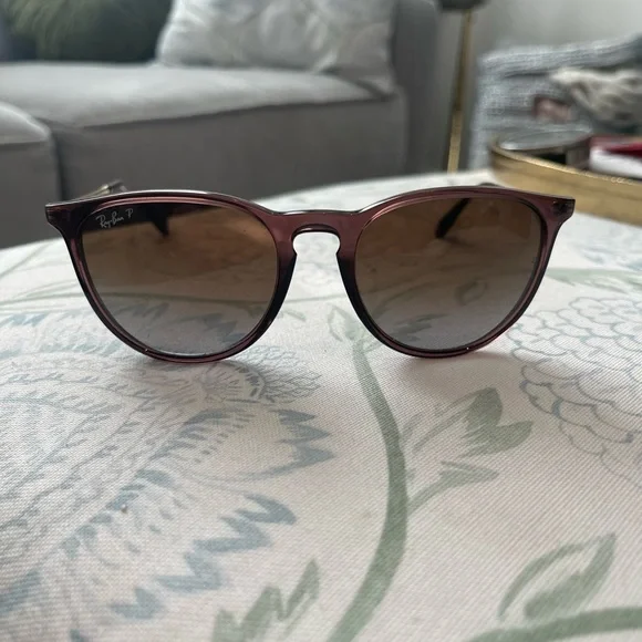 Ray Ban Erika - Dark Brown Polarized Lenses, Gold Arms, Transparent Brown Frame Sunglasses Ray-Ban RB4171 Erika Classic | Free Shipping  main image 3